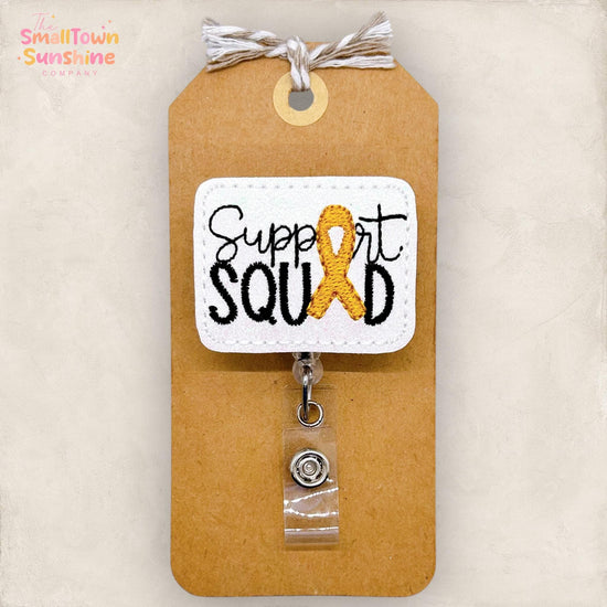 Support Squad Badge Reel, Childhood Cancer Badge Reel, Nurse Badge Clip, Teacher Lanyard, Coworker Gift, Retractable ID Holder | GLITTER