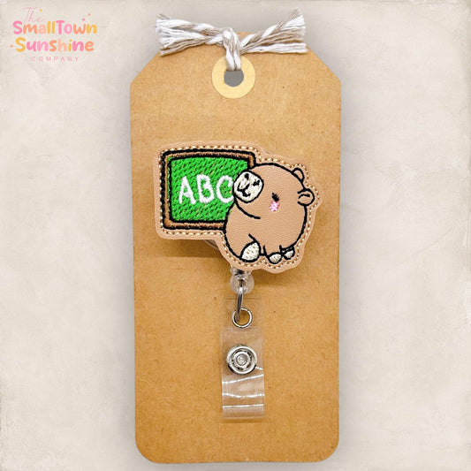 ABC Capybara Badge Reel, Cute Animal Badge Reel, Nurse Badge Clip, Teacher Lanyard, Coworker Gift, Appreciation Gift, Retractable ID Holder