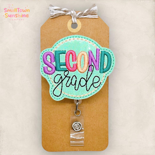 2nd Grade Badge Reel, Second Grade Teacher ID Clip, Substitute Lanyard, TA Name Tag, Paraprofessional, Coworker Gift, Retractable ID Holder