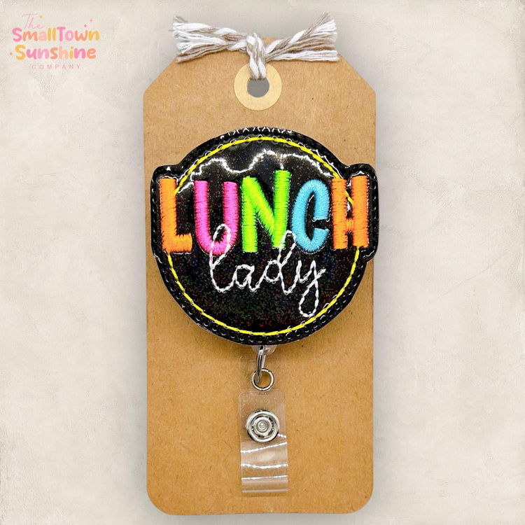 Lunch Lady Badge Reel, Cafeteria Assistant Badge Clip, School Lanyard, Name Tag, Retractable ID Holder, Badge Buddy, Coworker Gift