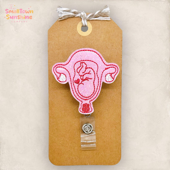 Posterior Baby Uterus Badge Reel, Labor and Delivery, Nurse Badge Clip, Pregnancy Name Tag, OB Lanyard, Coworker Gift, Retractable ID Holder
