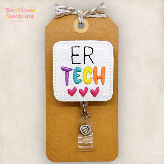 ER Tech Badge Reel, Emergency Department Technician Badge Clip, Medical Lanyard, Coworker Gift, Badge Buddy, Retractable ID Holder