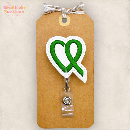 Mental Health Awareness Heart Badge Reel, Psych Name Tag, Nurse Badge Clip, Teacher Lanyard, Coworker Gift, Retractable ID Holder | GLITTER