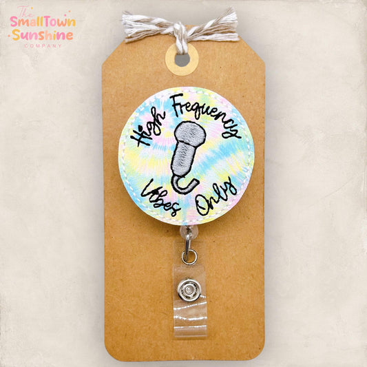 High Frequency Vibes Badge Reel, Ultrasound Tech Badge Reel, Sonographer Badge Clip, Hospital Lanyard, Coworker Gift, Retractable ID Holder