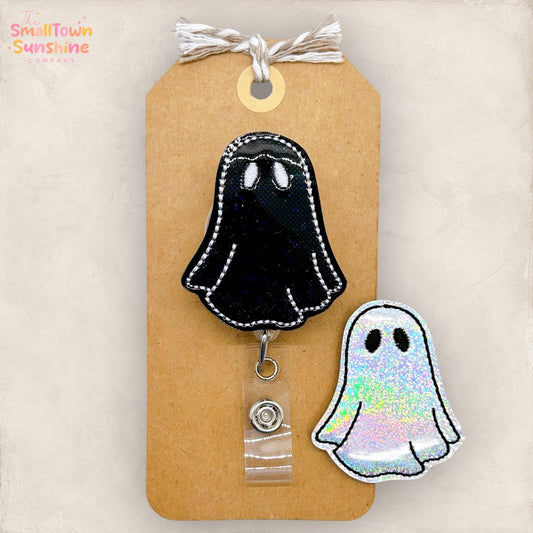 Holographic Ghost Badge Reel, Halloween Badge Reel, Nurse Badge Clip, Teacher Lanyard, Coworker Gift, RN Name Tag, Retractable ID Holder