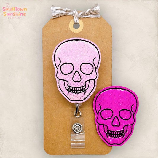 Human Skull Badge Reel, Halloween Badge Reel, Pediatric Nurse Badge Clip, Teacher Lanyard, Coworker Gift, RN Name Tag, Retractable ID Holder