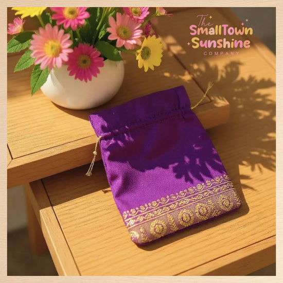 Upcycled Sari Pouch Gift Bags, Handmade Drawstring Bags, Ecofriendly Sorpresa Gift Packaging, Surprise Prints, Traditional Patterns & Colors