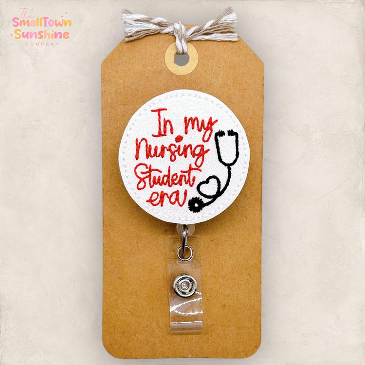 Nursing Student Era Badge Reel, Student Nurse Name Tag, Med Student Badge Clip, Coworker Gift, Lanyard, Retractable ID Holder | GLITTER