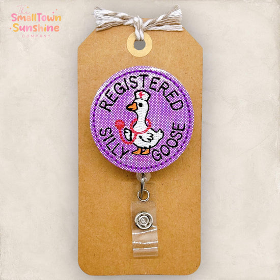Registered Silly Goose Badge Reel, Funny Bird Badge, Nurse Badge Clip, RN Name Tag, Hospital Lanyard, Coworker Gift, Retractable ID Holder