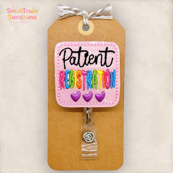Patient Registration Badge Reel, Patient Services Rep Badge Reel, Medical Lanyard, Coworker Gift, Name Tag, Retractable ID Holder | GLITTER