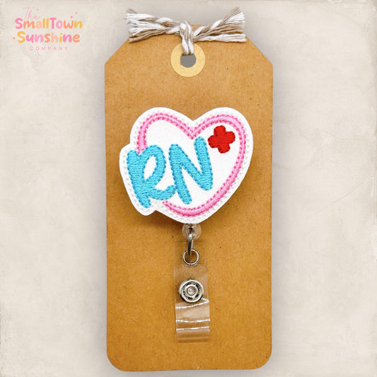 RN Heart Badge Reel, Registered Nurse Badge Reel, Nursing Badge Clip, Hospital Lanyard, Coworker Gift, Retractable ID Holder | GLITTER
