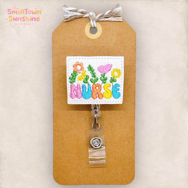 Mini Floral Nurse Badge Reel, Registered Nurse Badge Reel, Nursing Badge Clip, Hospital Lanyard, Coworker Gift, Retractable ID Holder