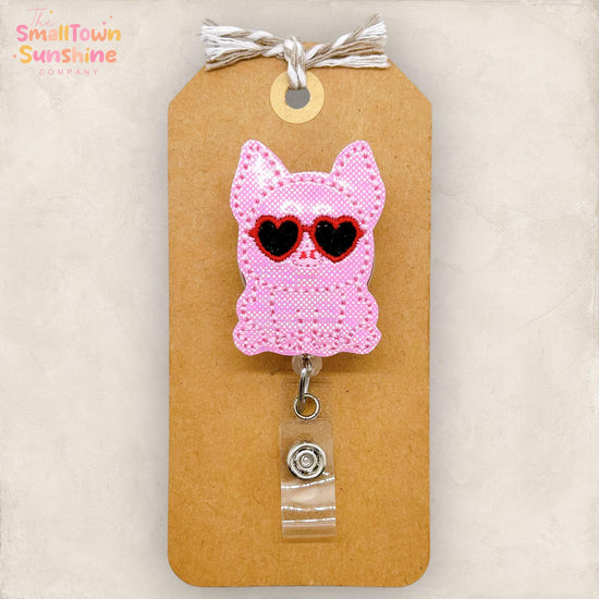 Pig with Sunglasses Badge Reel, Cute Animal Badge Reel, Nurse Badge Clip, Teacher Lanyard, Coworker Gift, Badge Buddy, Retractable ID Holder