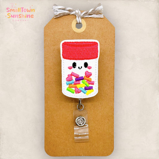 Rainbow Sprinkles Badge Reel, Sprinkle Jar Badge Reel, Nurse Badge Clip, Teacher Lanyard, Retractable ID Holder, Coworker Gift | GLITTER