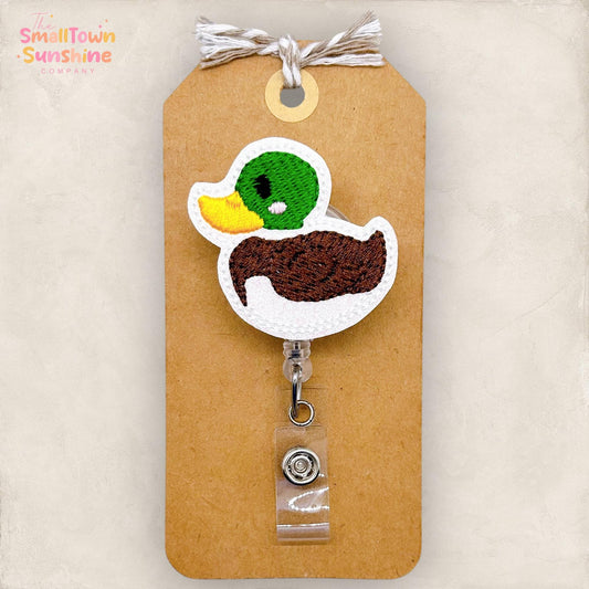 Mallard Duck Badge Reel, Bird Badge Reel, Name Tag, Nurse Badge Clip, Teacher Lanyard, Coworker Gift, Retractable ID Holder | GLITTER
