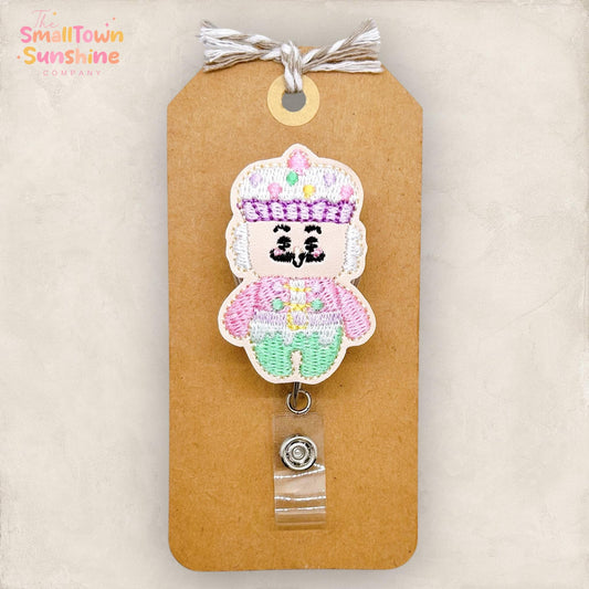 Pastel Nutcracker Badge Reel, Christmas Badge Reel, Nurse Badge Clip, Teacher Lanyard, Coworker Gift, Badge Buddy, Retractable ID Holder