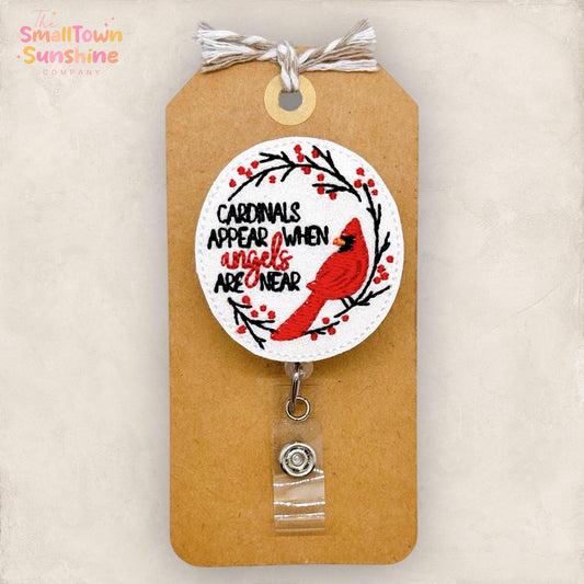 Cardinals Appear When Angels Are Near Badge Reel, Nurse Badge Clip, Teacher Lanyard, Coworker Gift, Name Tag, Retractable Holder | GLITTER