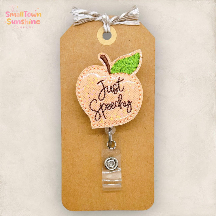Just Speechy Badge Reel, Speech Pathologist Badge Reel, SLP Assistant Badge Clip, Lanyard, Retractable ID Holder, Badge Buddy, Coworker Gift
