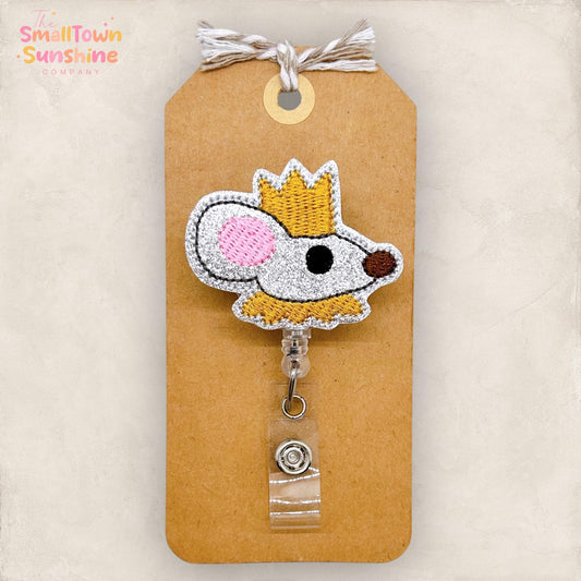 Mouse King Badge Reel, Nutcracker Christmas Badge Reel, Nurse Badge Clip, Teacher Lanyard, Coworker Gift, Retractable ID Holder | GLITTER