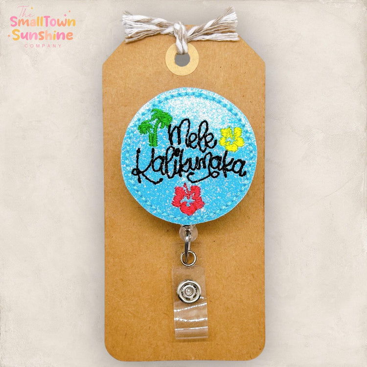 Mele Kalikumaka Badge Reel, Christmas Song Badge Reel, Nurse Badge Clip, Teacher Lanyard, Coworker Gift, Retractable ID Holder | GLITTER