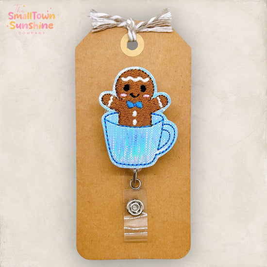 Gingerbread Cookie Cup Badge Reel, Cute Christmas Badge, Nurse Badge Clip, Teacher Lanyard, Coworker Gift, Name Tag, Retractable ID Holder