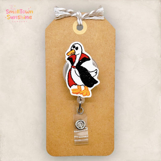 Dracula Goose Badge Reel, Halloween Badge, Nurse Badge Clip, Teacher Lanyard, Coworker Gift, Name Tag, Badge Buddy, Retractable ID Holder