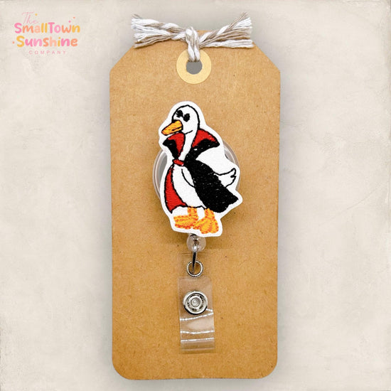 Dracula Goose Badge Reel, Halloween Badge, Nurse Badge Clip, Teacher Lanyard, Coworker Gift, Name Tag, Badge Buddy, Retractable ID Holder