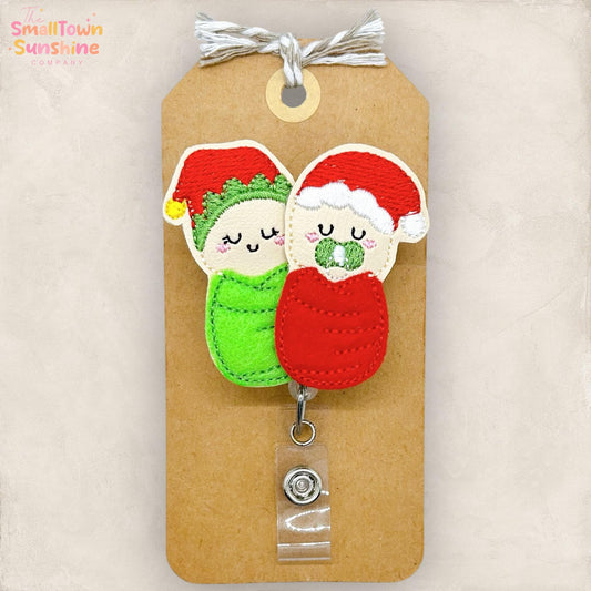 Christmas Babies Badge Reel, L&D Nurse Badge Clip, Swaddled Baby Name Tag, NICU Lanyard, Coworker Gift, Badge Topper, Retractable ID Holder
