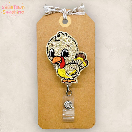 Turkey Badge Reel, Thanksgiving Badge Reel, Nurse Badge Clip, Teacher Lanyard, Coworker Gift, Badge Buddy, Retractable ID Holder | GLITTER