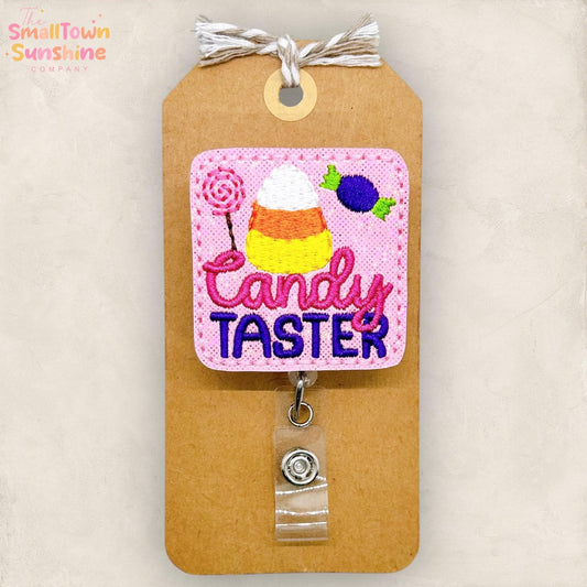 Candy Taster Badge Reel, Halloween Badge Reel, Nurse Badge Clip, Teacher Lanyard, Coworker Gift, Name Tag, Topper, Retractable ID Holder