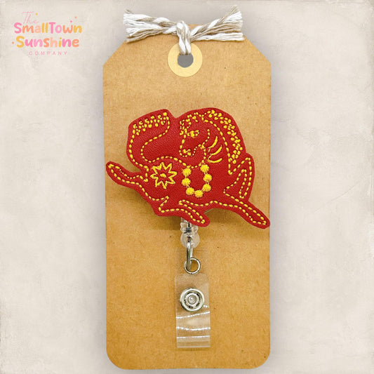 Fire Horse Badge Reel, Chinese New Year Badge, Zodiac Name Tag, Nurse Badge Clip, Teacher Lanyard, Coworker Gift, Retractable ID Holder