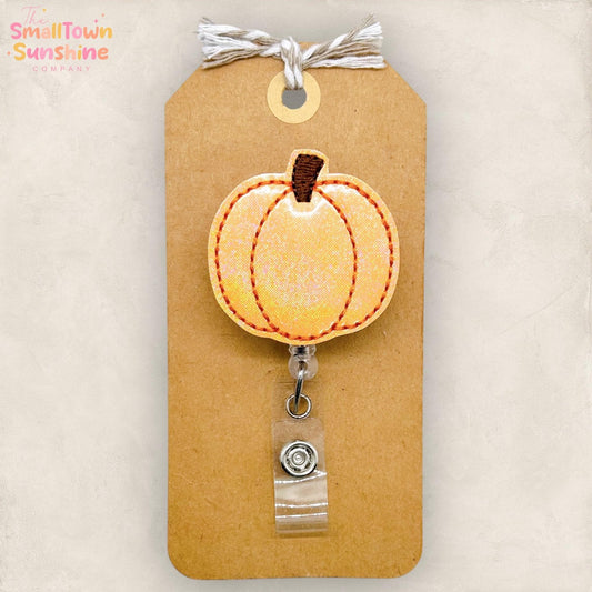 Orange Pumpkin Badge Reel, Fall Badge Reel, Nurse Badge Clip, Teacher Lanyard, Badge Topper, Name Tag, Coworker Gift, Retractable ID Holder