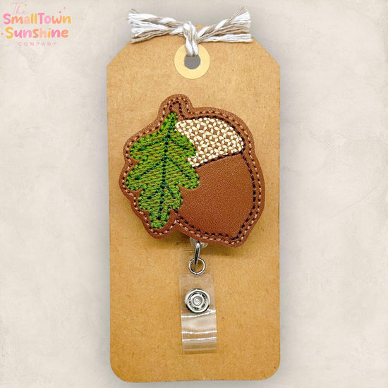 Acorn Badge Reel, Autumn Badge Reel, Fall Name Tag, Nurse Badge Clip, Teacher Lanyard, Coworker Gift, Topper, Retractable ID Holder