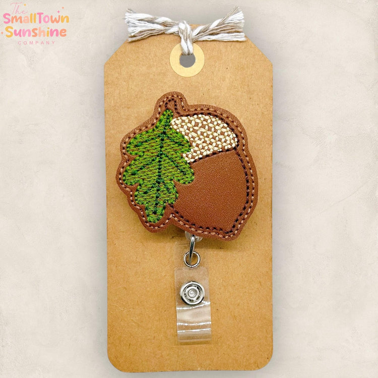 Acorn Badge Reel, Autumn Badge Reel, Fall Name Tag, Nurse Badge Clip, Teacher Lanyard, Coworker Gift, Topper, Retractable ID Holder