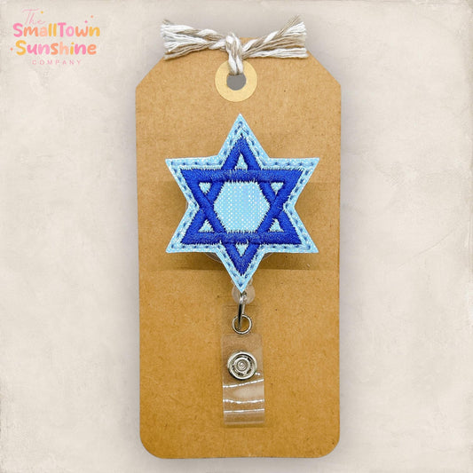 Star of David Badge Reel, Hanukkah Badge Reel, Jewish Badge Clip, Nurse Badge Holder, Teacher Lanyard, Coworker Gift, Retractable ID Holder