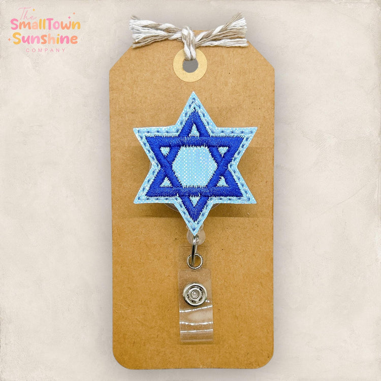 Star of David Badge Reel, Hanukkah Badge Reel, Jewish Badge Clip, Nurse Badge Holder, Teacher Lanyard, Coworker Gift, Retractable ID Holder