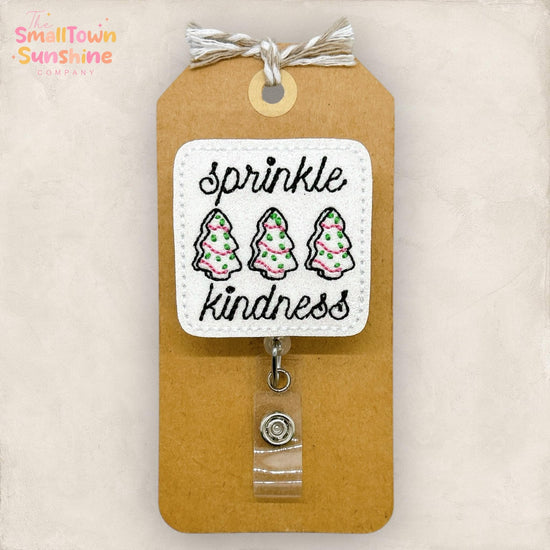 Sprinkle Kindness Badge Reel, Christmas Cake Name Tag, Nurse Badge Clip, Teacher Lanyard, Coworker Gift, Retractable ID Holder | GLITTER