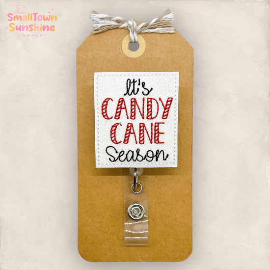 It’s Candy Cane Season Badge Reel, Christmas Badge Reel, Nurse Badge Clip, Teacher Lanyard, Coworker Gift, Retractable ID Holder | GLITTER