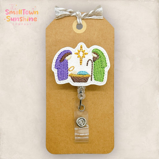 Nativity Badge Reel, Baby Jesus Badge Reel, Christmas Badge Reel, Teacher Lanyard, Nurse Badge Clip, Retractable ID Holder | GLITTER