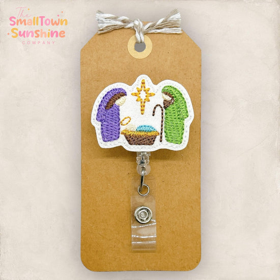 Nativity Badge Reel, Baby Jesus Badge Reel, Christmas Badge Reel, Teacher Lanyard, Nurse Badge Clip, Retractable ID Holder | GLITTER