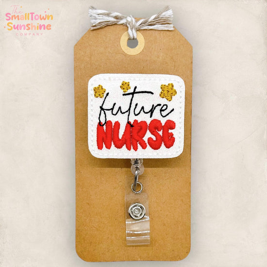 Future Nurse Retractable Badge Reel: Med Student ID Holder, Interchangeable, Coworker Gift, Lanyard, MRI Safe , Heavy Duty Options | GLITTER