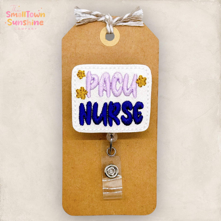 PACU Nurse Retractable Badge Reel: ID Holder, Medical Name Tag, Coworker Gift, Topper, Lanyard, Mri Safe, Heavy Duty Options | GLITTER