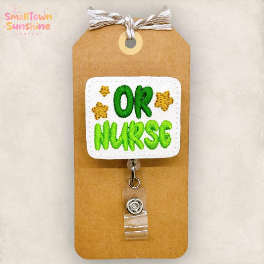 OR Nurse Retractable Badge Reel: ID Holder, Coworker Gift, Swappable Topper, Lanyard, Mri Safe, Heavy Duty Options | GLITTER