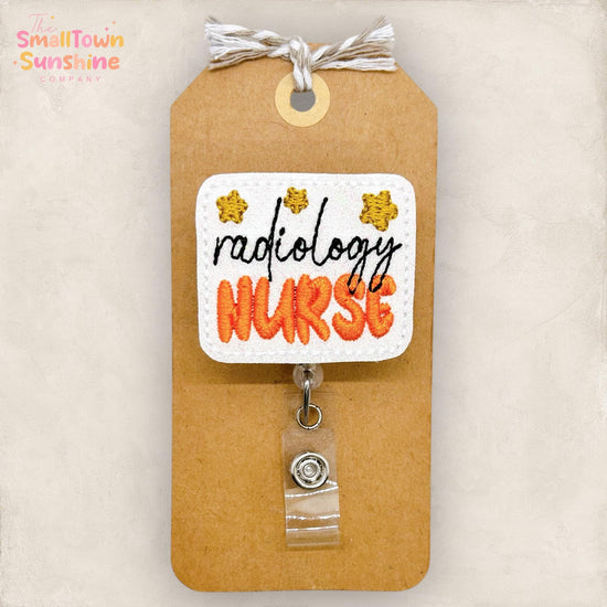 Radiology Nurse Retractable Badge Reel: Radiologist ID Holder, Coworker Gift, Topper, Lanyard, MRI Safe, Heavy Duty Options | GLITTER