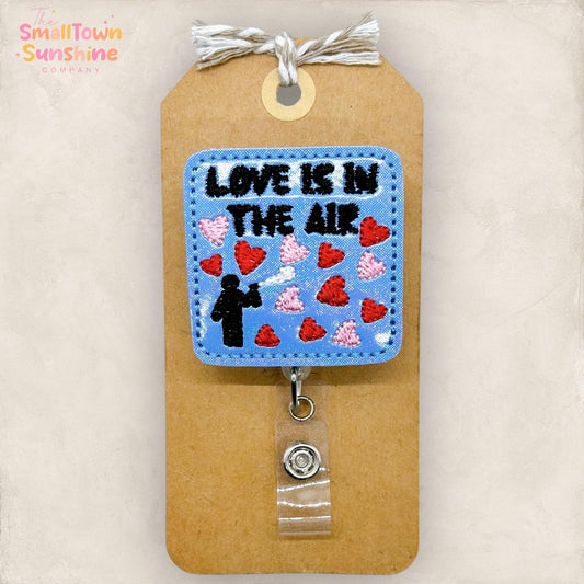 Love is in the Air Retractable Badge Reel: Valentine’s Day ID Holder, Name Tag, Topper, Coworker Gift, Lanyard, MRI Safe, Heavy Duty Options