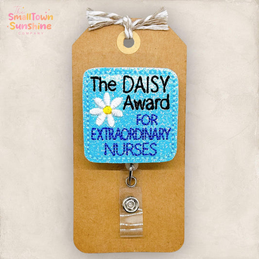 Daisy Award Retractable Badge Reel: Extraordinary Nurse ID Holder, Name Tag, Topper, Coworker Gift, Lanyard, MRI Safe, Heavy Duty | GLITTER