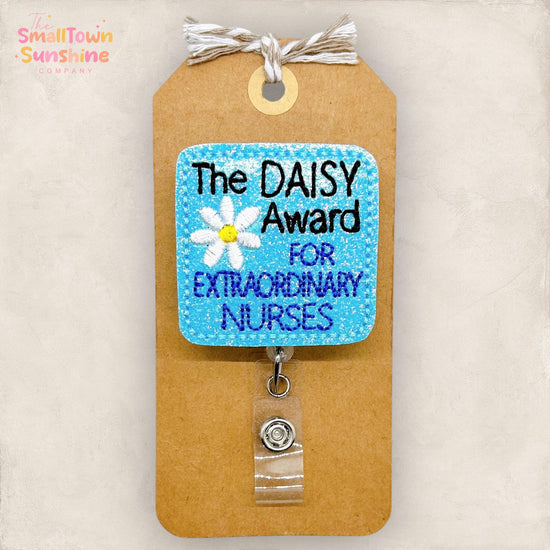 Daisy Award Retractable Badge Reel: Extraordinary Nurse ID Holder, Name Tag, Topper, Coworker Gift, Lanyard, MRI Safe, Heavy Duty | GLITTER