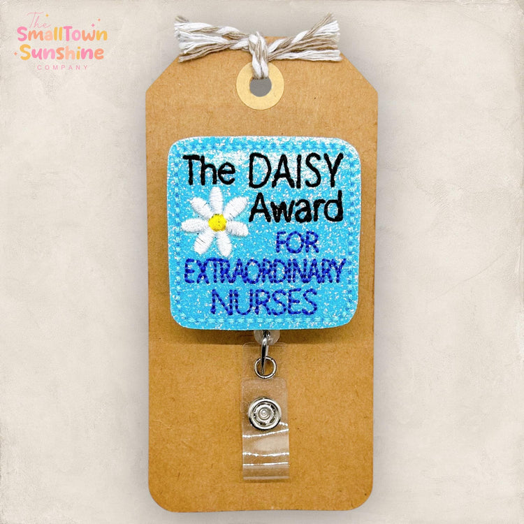 Daisy Award Retractable Badge Reel: Extraordinary Nurse ID Holder, Name Tag, Topper, Coworker Gift, Lanyard, MRI Safe, Heavy Duty | GLITTER