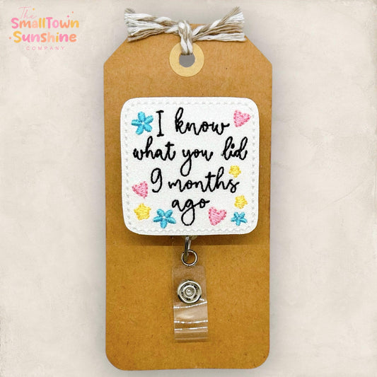 9 Months Ago Retractable Badge Reel: Labor & Delivery ID Holder, Name Tag, Topper, Coworker Gift, MRI Safe, Heavy Duty Options | GLITTER