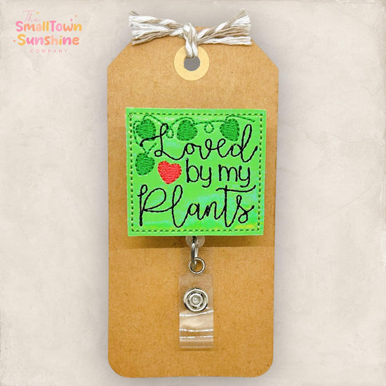 Loved by My Plants Retractable Badge Reel: ID Holder, Name Tag, Swappable Topper, Coworker Gift, Lanyard, MRI Safe, Heavy Duty Options